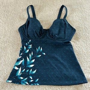 Title Nine NEW Kuapapa Blue Tankini Swim Top 32DD Underwire Adjustable Cute!